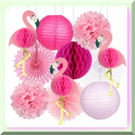 Ziluxe Flamingo Fiesta: Vibrant Tropical Party Kit with Pom Poms, Paper Flowers, Tissue
