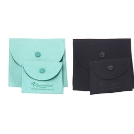 Vinerstar Pack of 4 PCS Suede Leather Jewelry Pouch with Snap Button (Blue and Black, Leather & Suede)