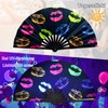 ElevaPulse Hand Fan, UV Glow Large Foldable Bamboo Wood, Fan