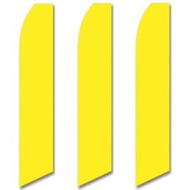 3 (three) Pack Tall Swooper Flags Bright Lemon Yellow Solid Plain Color
