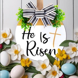 He is Risen Decor Easter Door Decorations Easter Wreaths for Front Door Easter Decorations for Home Religious Easter Decorations for Farmhouse Home Wall Holiday Decoration