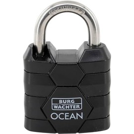 Burg Wächter Padlock Weatherproof Width 44 mm Rustproof and Seawater Resistant Padlock with 2 Keys Brass / Plastic