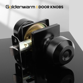 goldenwarm Closet Door Knobs, 1 Pack Matt Black Passage Door Knob, Square Black Interior Closet Doorknobs for Hall and Closet