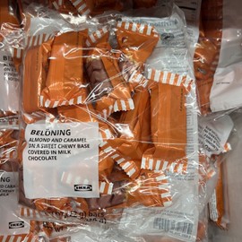 IKEA Milk Chocolate Bar,  W Caramel And Salty Almond Filling! 10 Pack In Each Bag