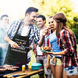 XCSJKJ Kochschürze Herren Grillschürze für Männer Schürze Lustig, mit 4 Taschen Grill Schürze für Männer Küchenschürze Herren - HIER GRILLT DER CHEF