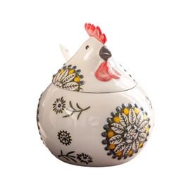 Frezonika Ceramic Salt Cellar with Lid and Spoon, 13 OZ Large Chicken Salt Jar, Salt Holder for Counter, Coffee, Sugar, Spices and Candies, Salt Containers for Countertop (Green)