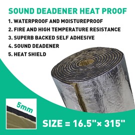 CHAOGANG 200mil 36.16 Sqft Car Sound Deadener Deadening Mat Noise and Heat Shield Insulation Closed Cell PE Foam Vibration Dampening Material for Car Hood Trim Roof Door and Trunk