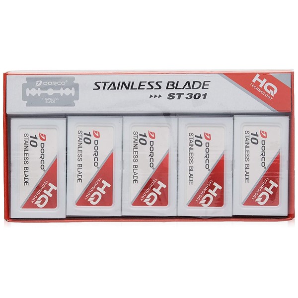 Dorco Stainless Steel Razor Blades, 100-Count Dispenser Pack