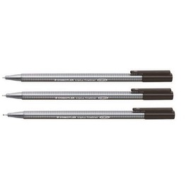Staedtler Black 0.3mm Triplus Fineliner Fine Line Pens Superfine Dry Safe & Washes Out Of Most Textiles (Pack of 3)