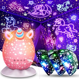 Unicorn Night Light Kids Toys 3 in 1 Unicorns & Starry Sky & Sea World Nights Lights Projector for 3 4 5 6 7 8 9 10 11 12 Year Old Girls, Christmas Birthday Gifts for Kids 3-12 Night Lamp for Bedroom
