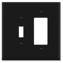 OVERSIZED 2 Gang Combination Metal Wall Plate - (1) Decora - GFCI - Rocker with (1) Toggle Combo Jumbo Light Switch Plate Cover, Stainless Steel Painted Black - UL Listed, 5.5" x 5.5" - Made in USA