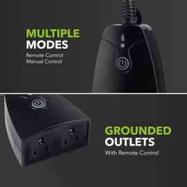 HBN Outdoor Wireless Remote Control Outlet Plug,Weatherproof Heavy Duty Power Strip,Indoor Electrical Plugs for Light Switch,6-inch Cord,100ft Range, ETL Listed(15A,Dual 3-Prong Outlets)