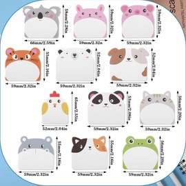 6 Pads Cute Sticky Notes, Kawaii Fun Animal Sticky Notes Fun Animal Sticky Notes Pads Bulk Cartoon Memo Pads for Kids, Office, School, Party Supplies, Self-Adhesive Cartoon Memo Pads