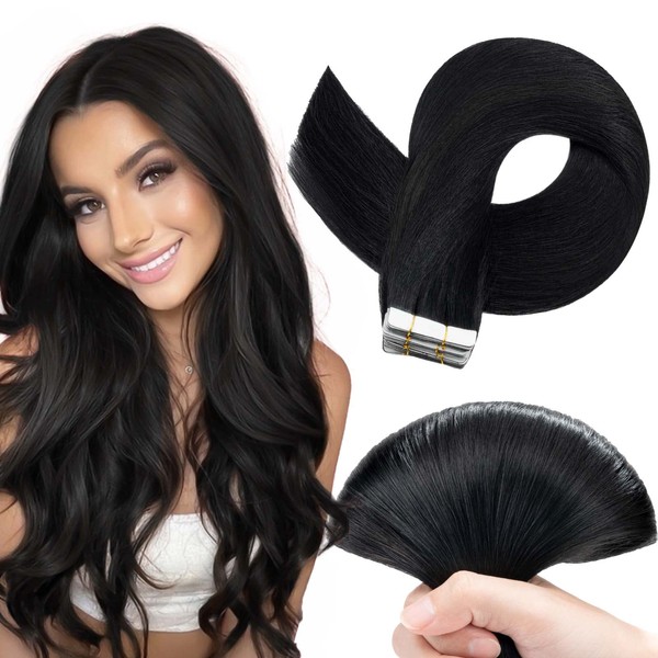 Tess Real Human Hair Tape-In Extensions, 35.5 cm, 20 Pieces, Straight, Remy Tape-In Extensions, Brown (#4, 35 cm, 50 g)