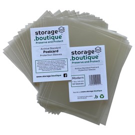 Storage.boutique Postcard Protection Sleeves, Crystal Clear, Acid Free, 3-Layer, Modern Size (164x118mm), 50