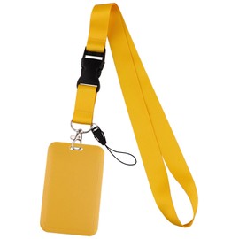 Cordón amarillo con soporte de identificación para llaves, insignias de identificación, llavero, soporte vertical para insignias de nombre con clip