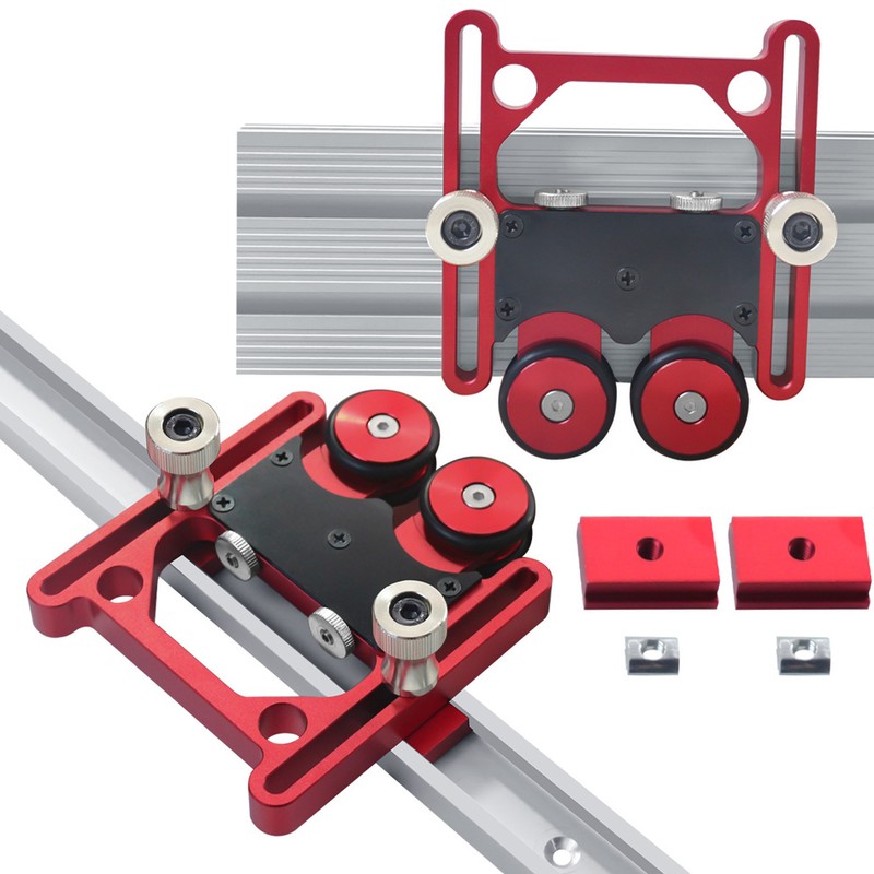 Table Saw Stock Roller Woodworking Double Wheel Sliding Feeding Guide