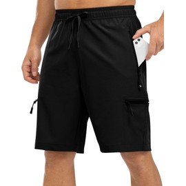 Rdruko Men's Hiking Shorts Quick Dry Lightweight Outdoor Sports Shorts with 5 Pockets Travel Fishing Work,Black,3XL