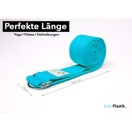 Spoonie Sports - Premium Cotton Yoga Strap 240 cm x 3.8 cm - Yoga Band for Asana Belt - Adjustable Length - Yoga Strap for Adults and Children - Yoga Fitness (Blue)