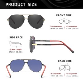 KINGSEVEN Men's Polarised Aviator Sunglasses Classic Retro Casual Holiday Driving Sunglasses with UV Protection, gold black