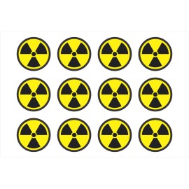 Sticker Tiger Radiation Radioactive Nuclear Symbol Sheet of 12 - Window Bumper Sticker HS5060