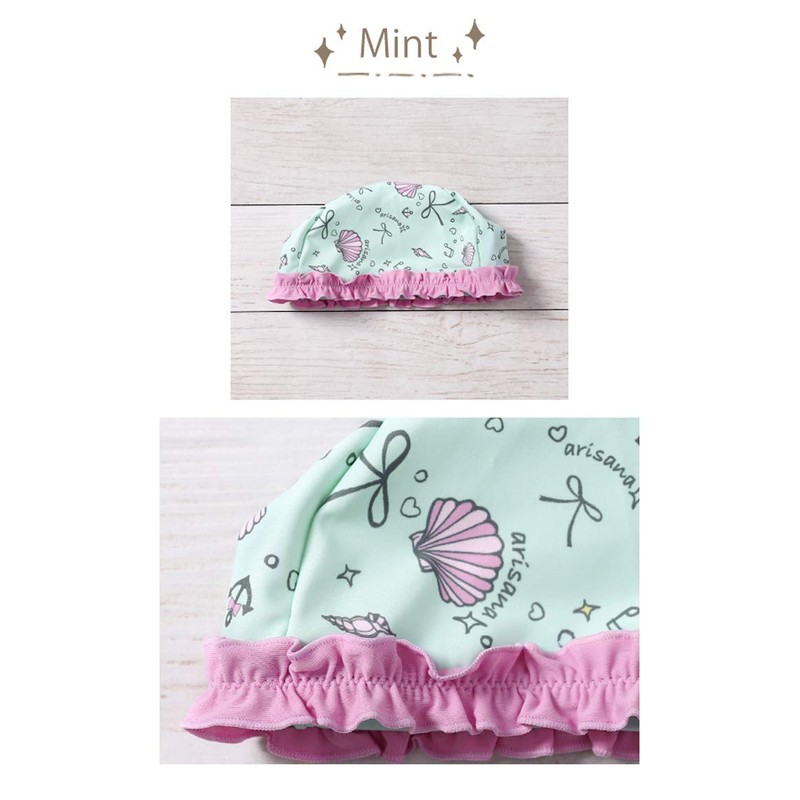 Arisana Swim Cap, Kids, Girls, UV, Swimming Cap, Seashell, Mint,
