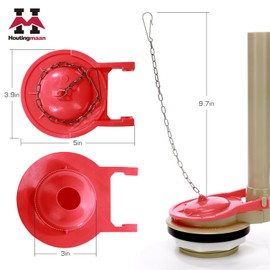 Toilet Flapper Replacement Kit 2 Pack, Water Conserving Toilet Flappers for 3 Inch Flush Valves, Stainless Steel Chain, High Performance, Easy to Install, Red