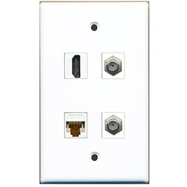 RiteAV - 1 Port HDMI 2 Port Coax Cable TV- F-Type 1 Port Cat6 Ethernet White Wall Plate