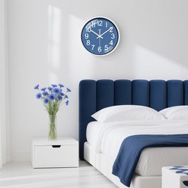 TAHEAT Small 8 Inch Blue Wall Clock, Decorative Modern Quartz Clocks for Kitchen Living Room Bedroom Bathroom Office