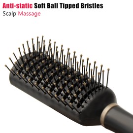 Vent Hair Brush, Detangling Vented Hair Brush for Men Women, 11 Row Hair Brush for Curly Hair, Vent Brush with Ball Tipped Bristles for Wet Dry Curly Straight Hair Blow Dry Brush,Black