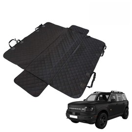 Muslogy for Bronco Sport/Bronco Rear Pet Seat Cover, Waterproof Scratch Proof Nonslip Pet Dog Back Seat Covers Hammock Come with Belt Dog Chain & Lint Brush