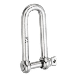 PATIKIL Screw Pin Shackle 8mm 5/16" 1102lb, 316 Stainless Steel Forged Long D Shackle Marine Grade for Chains Wire Rope Outdoor, Silver