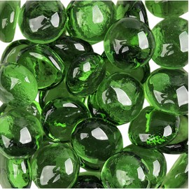 LiFschal 200G(0.45LB) Flat Glass Marbles,Green Colour Mini Glass Gems,Flat Bottom Marble Beads,Vase Fillers Beads Decorative Glass Pebbles for Fish Tank Home Decorative,60-70PCS(0.51"-0.71")