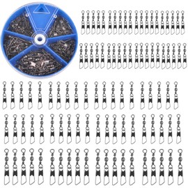 AGOOL Swivels with Snaps Set, 5 Sizes with Interlock, High Strength, High Strength, High Strength, Fishing Line Connectors, Set of 100