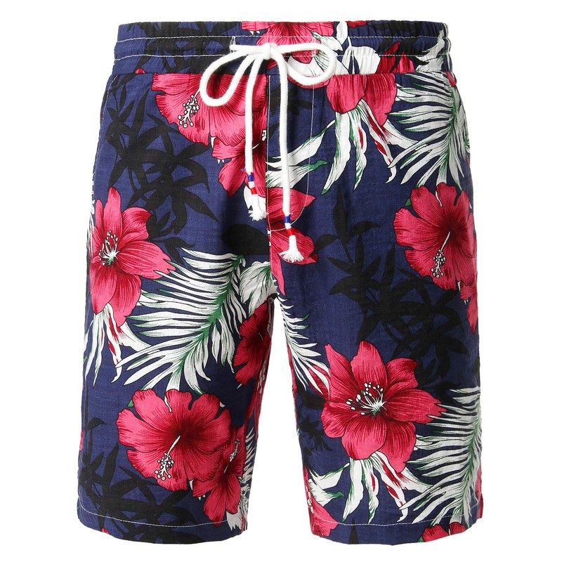 Jogal Men's Floral, Short-sleeves Cotton Hawaiian Shirt and Shorts Set