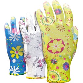 SS8 Ladies Deluxe Gardening Work Gloves (3 Pairs) Gift for Women Gardeners size M