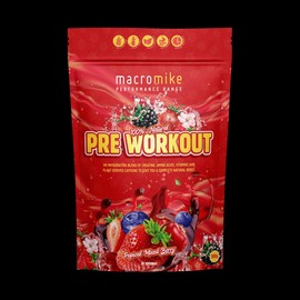 Macro Mike Pre Workout Tropical Mixed Berry 300g Caffeinated