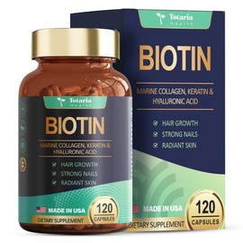 Totaria Biotin Supplement 10000mcg Collagen Keratin Hair Nail Skin Health Supplement, 1 Piece, 120 Tablets / 토타리아 비오틴 영양제 10000mcg 콜라겐 케라틴 모발 손톱 피부 건강 보충제, 1개, 120정