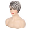 Grey Short Wig with Bangs Women's Pixie Cut Layered Hair