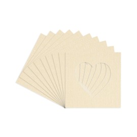 4x5 Mat For 7x7 Frame - Precut Fresh Linen Canvas Heart Shaped Photo Mat Board Opening - Acid Free Matte to Protect Your Pictures - Bevel Cut for Family Photos, Pack of 25 Matboards