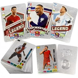 Football Stars Trading Cards Collection, 55 Cards Set, Gold Silver Black Editions, Soccer Legend (argent)