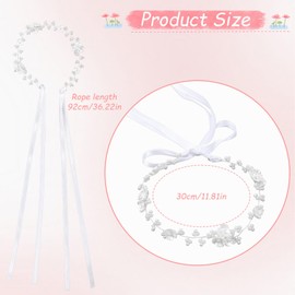 Wedding Headband Flower Girl Hair Accessory Bridal Pearl Flower Headpiece Woman Hair Accessory for Wedding Birthday Party First Communion - White