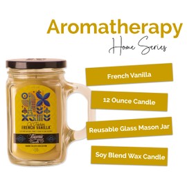 Beamer Candle Co. - French Vanilla Candle – Vanilla, Musk, Amber - Rich Creamy Vanilla Scent - Odor Eliminating - High Fragrance - Large 12oz Mason Jar - 90 Hour Burn Time
