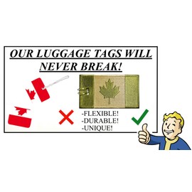 Luggage Tags, Embroidered, 2 Pack, 16 COLORS, NEVER BREAK! (Canadian Flag Army)