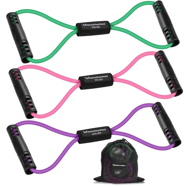 RENRANRING Figure 8 Fitness Resistance Bands with Handles - Exercise