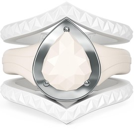 Rinfit Women's Silicone Rings - Engagement or Promise Rings for Her - Silicone Wedding Bands Women - Metal Framed Silicone Pear with 2 Stackable Rings, Size 8, Silicone, not known