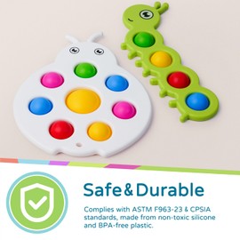 LiKee Fidget Popper Sensory Baby Toys for 10+ Months, Christmas Stocking Stuffers Push and Popping Busy Board, Montessori Toys for 1+ Years Old, Airplane Car Travel Toy for Toddlers 1-3 Stress Relief