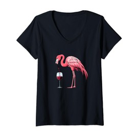 Womens Flamingo Wine Tasting Wine Taster Drinking Lover Quotes V-Neck T-Shirt