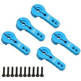 YijiaLink 5pcs 25T Aluminum Servo Horn M3 Threads Metal Steering Arm for RC Car Truck Buggy Airplane (Blue)