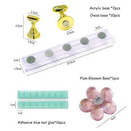 10pcs Acrylic Nail Art Display Stand with 3 Bases Nail Art Holder Base Crystal Nail Art Stand Magnetic for Nail Art Skills Practice Stand DIY Nail Art Nail Art Tools Art Salon Gold
